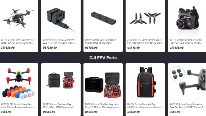 náhradní díly pro DJI FPV